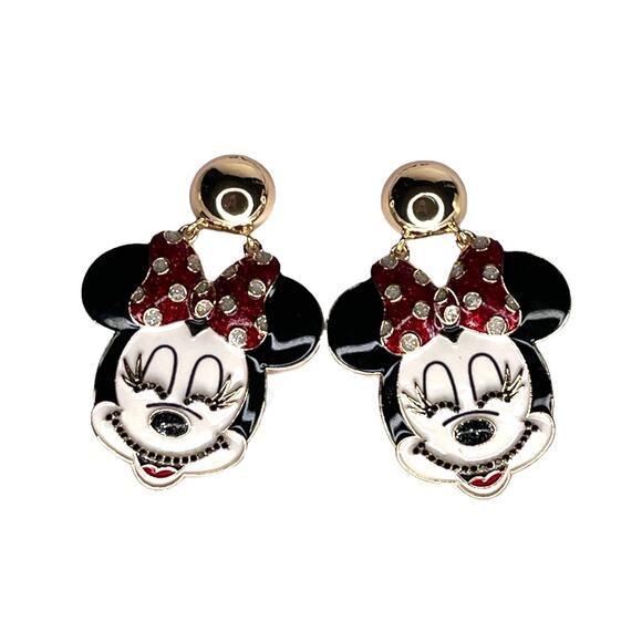 NEW Disney x BaubleBar MINNIE MOUSE EARRINGS 2-3/8" Dangle Drop Black Rhinestone - Picture 7 of 8